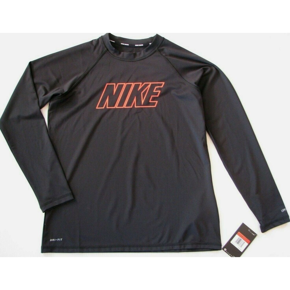 Nike Hydro Women's L Rashguard Swim Shirt Surf Paddleboard Kayak Top Black